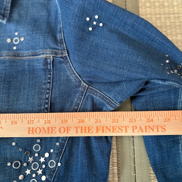 Chico's Embellished Blue Jean Jacket L/XL - Picture 6 of 13